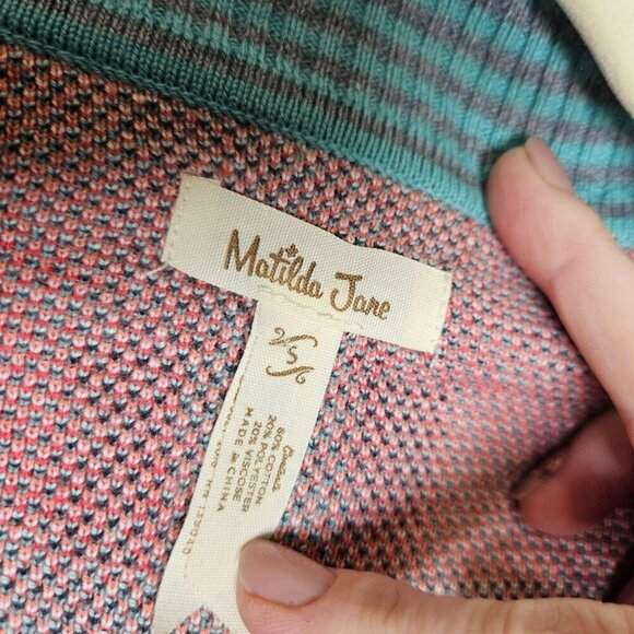 Matilda Jane Cardigan Sweater Fringe Hem Open Front‎ Plaid Stripes Multicolor sz - Picture 9 of 10